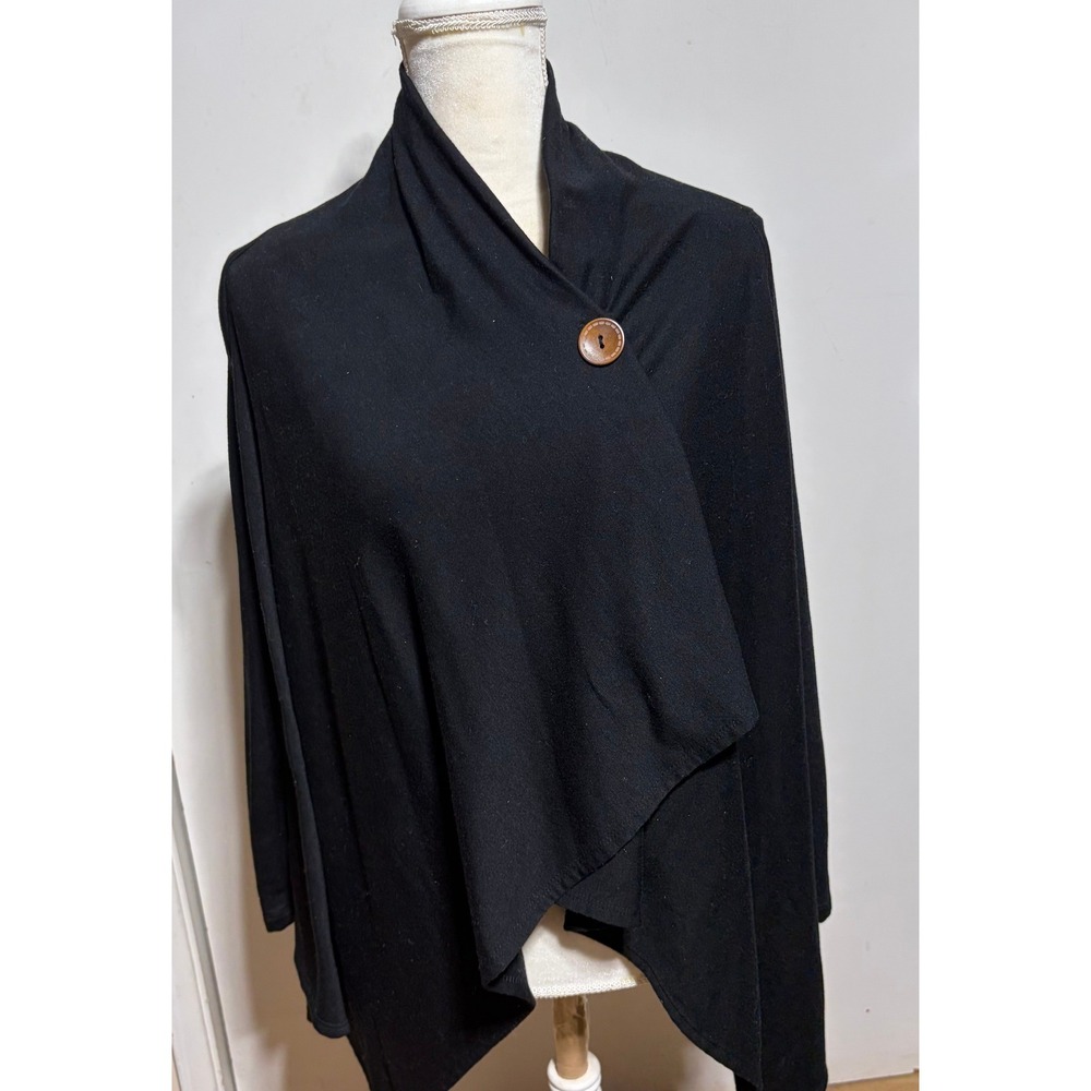 Bobeau Womens Black Asymmetrical One Button Wrap Cardigan Sweater Size Medium